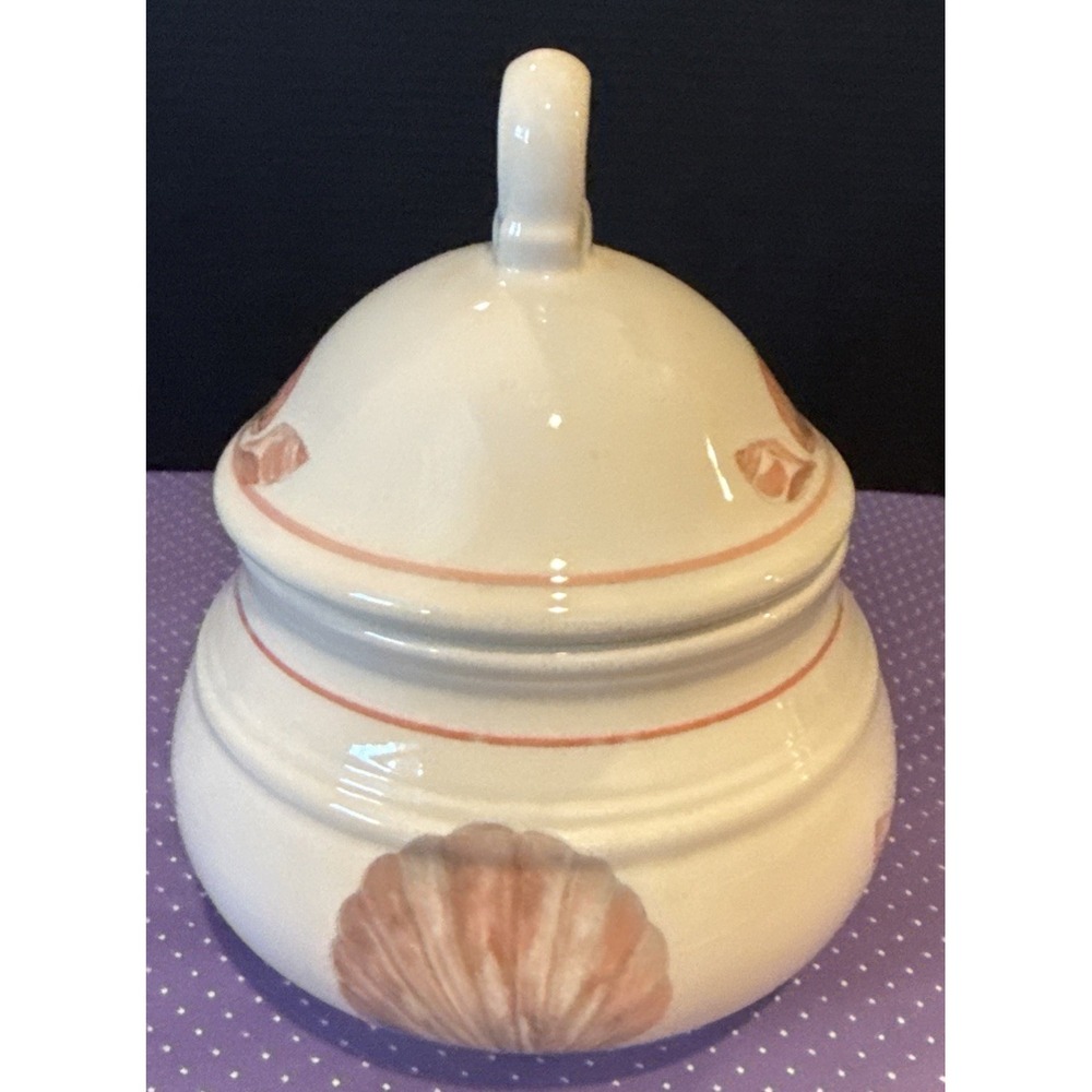 Sangostone Coquille Sugar Bowl Lid Clam Seashell 3664 Korea‎ 6 Inch Beach